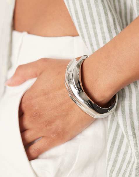 ASOS DESIGN - Bracelet jonc effet fondu - Argenté - view 1