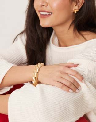 ASOS DESIGN - Bracelet jonc effet torsadé - Doré brossé