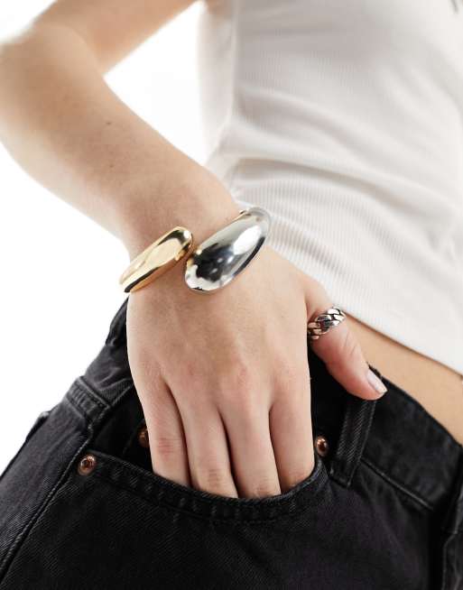 ASOS DESIGN - Bracelet jonc en métaux variés - Multicolore