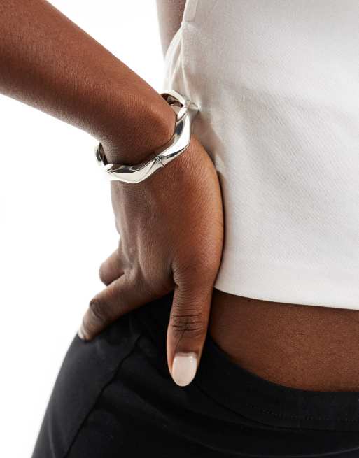 ASOS DESIGN - Bracelet jonc ondoyant - Argenté