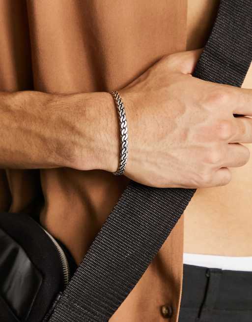 ASOS DESIGN - Bracelet jonc texturé effet corde - Argenté