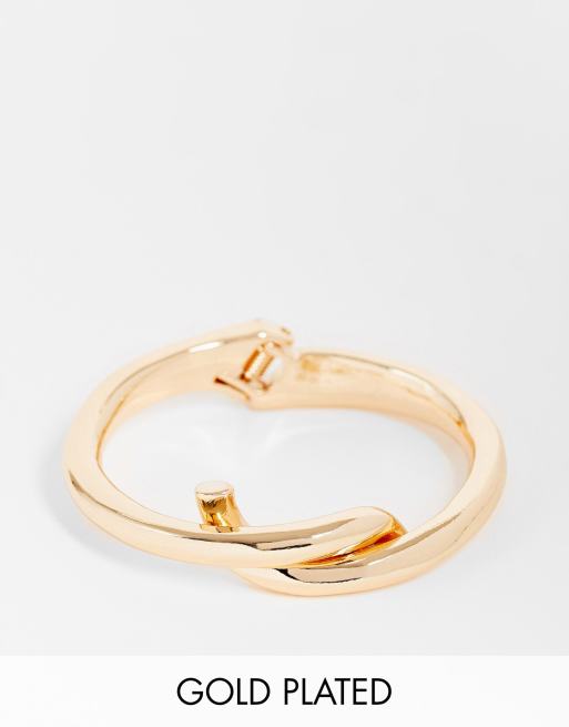 ASOS DESIGN - Bracelet jonc torsadé en plaqué or 14 carats