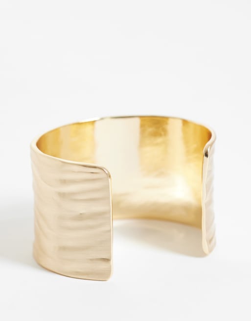 ASOS DESIGN - Bracelet manchette épais texturé - Doré brossé, 3 de 3
