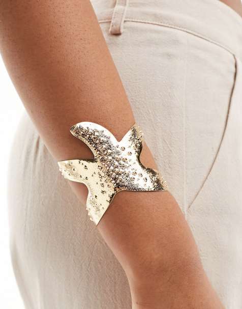 ASOS DESIGN - Bracelet manchette texturé design étoile de mer - Doré - view 1