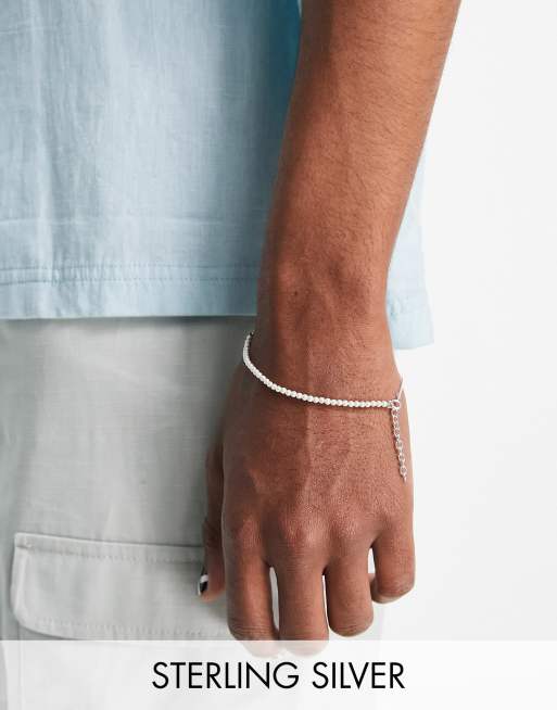 ASOS DESIGN - Bracelet mi-chaîne en argent massif mi-perles synthétiques
