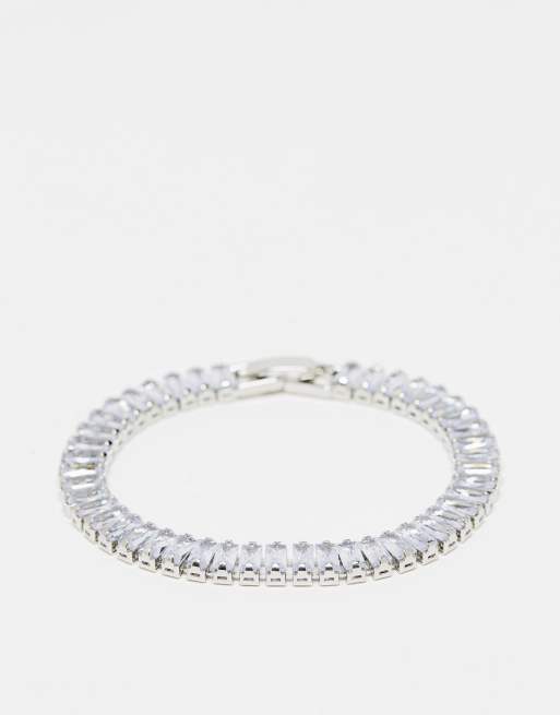 ASOS DESIGN - Bracelet serti de cristaux en zircons cubiques avec pochette cadeau - Argenté