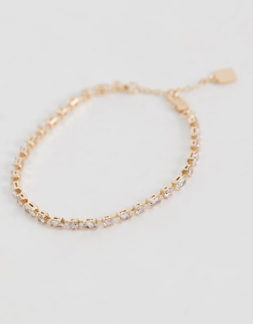 ASOS DESIGN - Bracelet style tennis orné de zircons cubiques avec pochette cadeau - Doré, 4 de 4