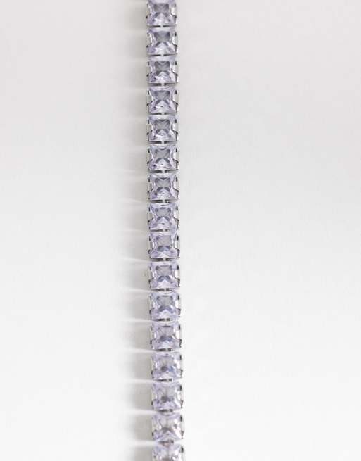 ASOS DESIGN - Bracelet tennis à zircons cubiques carrés - Argenté, 3 de 3