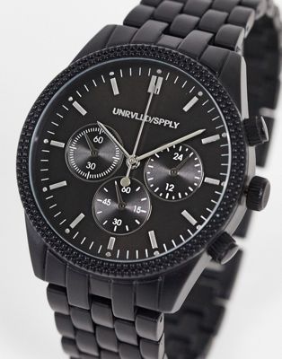 ASOS DESIGN bracelet watch in matte black