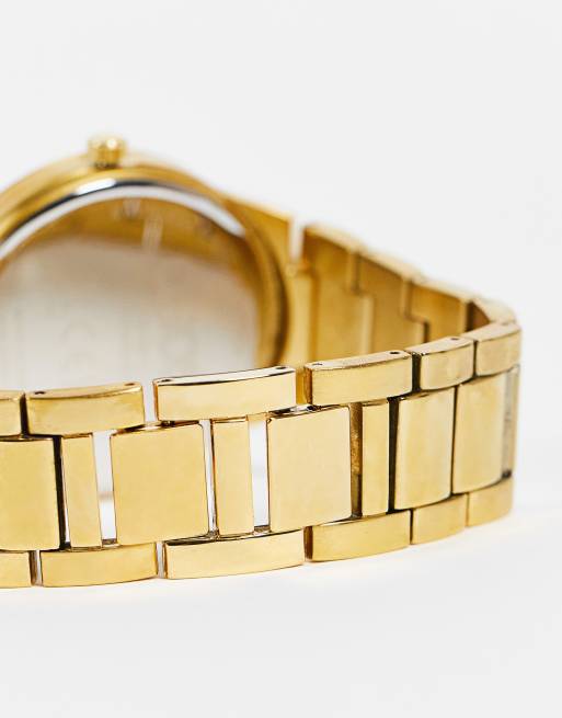 ASOS DESIGN bracelet watch with textured detail in gold tone, 3 of 4