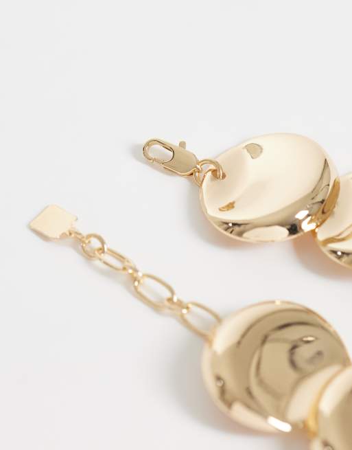 ASOS DESIGN bracelet with circular disc links in gold tone, 3 of 3