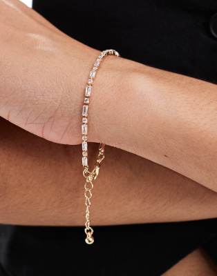 ASOS DESIGN ASOS DESIGN bracelet with cubic zirconia crystals in gold tone with gift bag