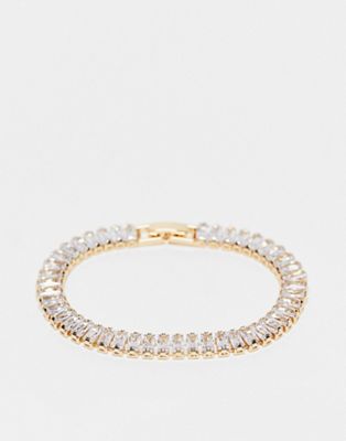 ASOS DESIGN bracelet with cubic zirconia crystals in gold tone