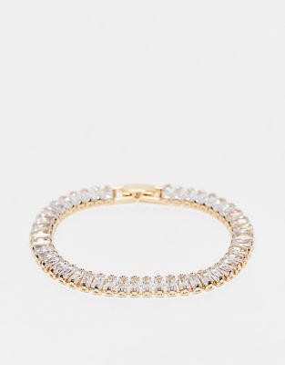 ASOS DESIGN bracelet with cubic zirconia crystals in gold tone - ASOS Price Checker