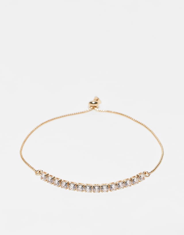 ASOS DESIGN bracelet with cubic zirconia cupchain in gold tone