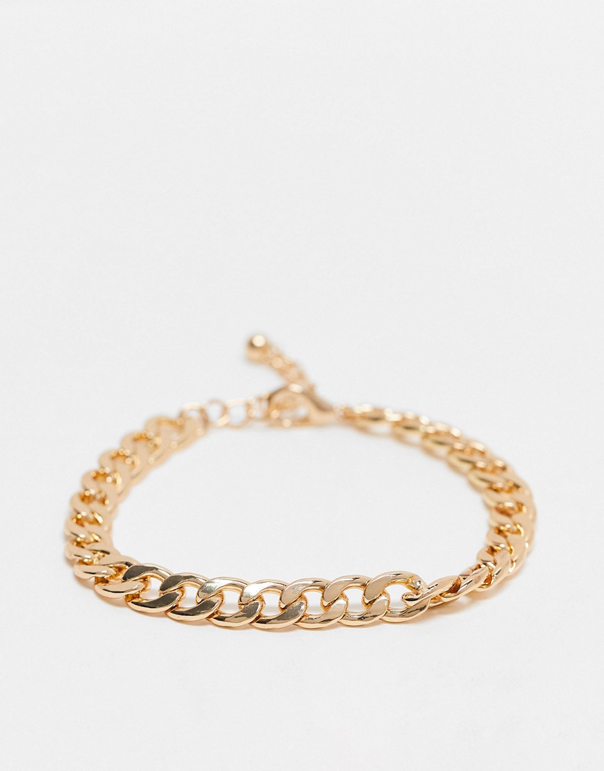 ASOS DESIGN bracelet with curb chain in gold tone