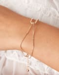 [ASOS DESIGN] ASOS DESIGN bracelet with dainty cuff and chain detail in gold tone No Size GOLD