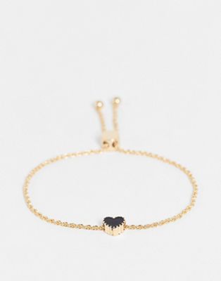 ASOS DESIGN bracelet with enamel heart charm in gold tone - ASOS Price Checker