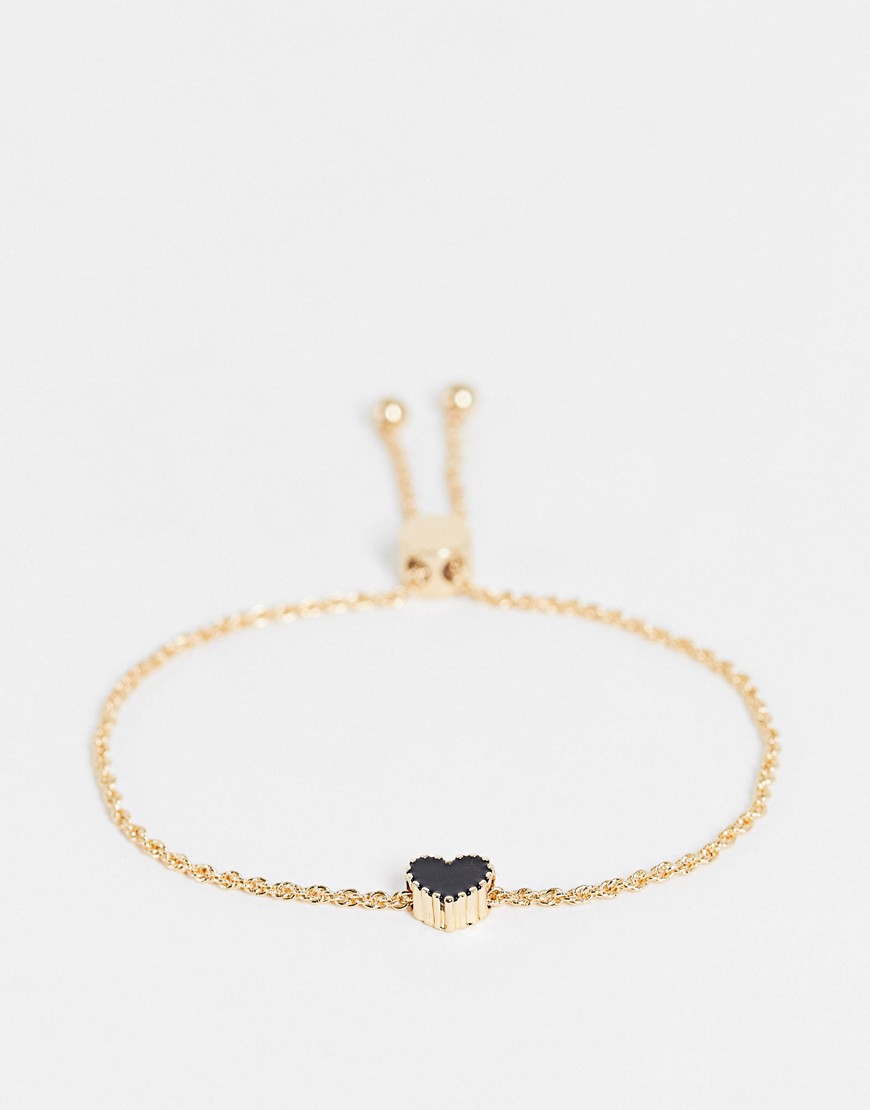 ASOS DESIGN bracelet with enamel heart charm in gold tone