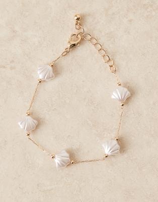 Asos Design Bracelet With Faux-pearl Shells
