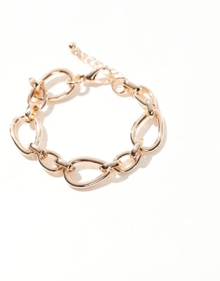 Asos Design Bracelet With Oval Chain Detail In Gold