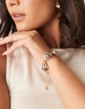 [ASOS DESIGN] ASOS DESIGN bracelet with painted faux shell charms in gold tone No Size Gold