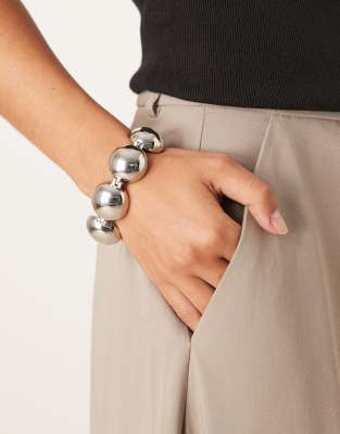 ASOS DESIGN bracelet with spherical details in silver tone