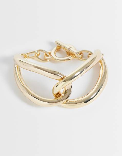 ASOS DESIGN bracelet with statement t- bar chain in gold tone - view 1