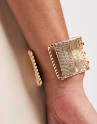 Asos Design Bracelet With Stone Detailing In Gold