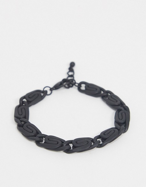 ASOS DESIGN bracelet with swirl detail in black