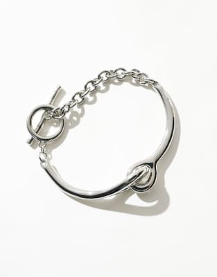 Asos Design Bracelet With T Bar Detail In Silver