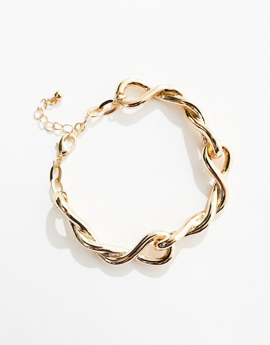 ASOS DESIGN bracelet with twisted chain design in gold tone