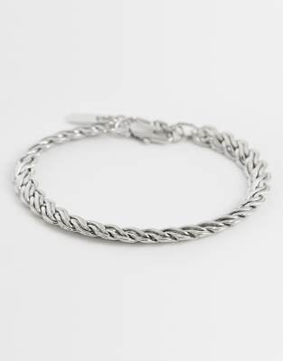 Asos Design Braided Rope Chain Bracelet In Silver