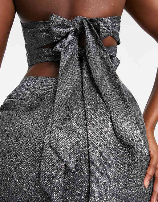 ASOS DESIGN bralet in sparkle silver co-ord, 2 of 4