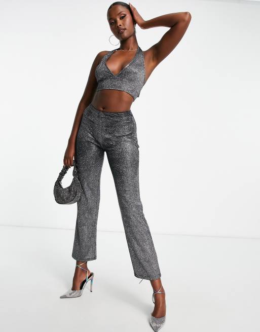ASOS DESIGN bralet in sparkle silver co-ord, 4 of 4