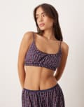 [ASOS DESIGN] ASOS DESIGN bralette in red & blue check print M Blue & red check