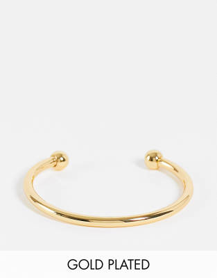 ASOS DESIGN – Bransoleta powlekana 14-karatowym złotem z kulkami na końcach