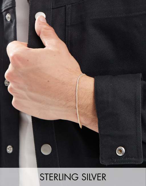 ASOS DESIGN – Bransoletka łańcuszkowa wężyk ze srebra wysokiej próby w odcieniu srebra i złota