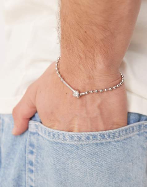 ASOS DESIGN – Bransoletka łańcuszkowa z wodoodpornej stali nierdzewnej w odcieniu srebra z węzełkiem - view 1