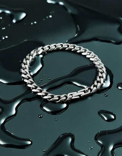 ASOS DESIGN – Bransoletka łańcuszkowa z wodoodpornej stali nierdzewnej w odcieniu srebra - view 1