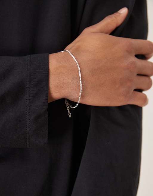 ASOS DESIGN – Bransoletka łańcuszkowa ze srebra wysokiej próby z prostokątnymi ogniwami  