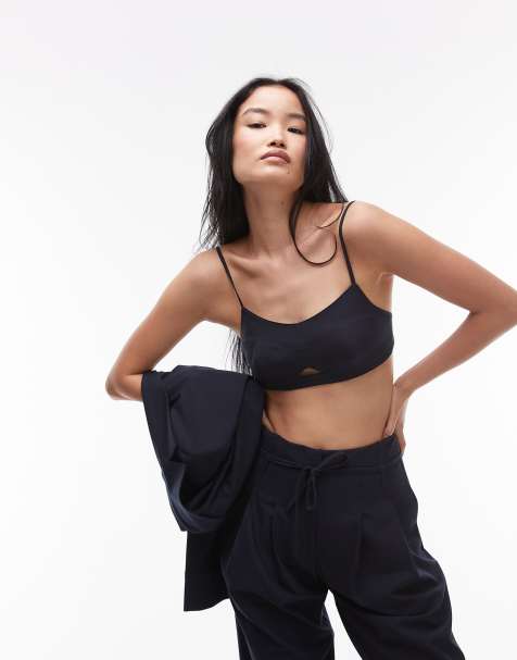 ASOS DESIGN - Brassière ajustée à fines rayures - Bleu marine - view 1