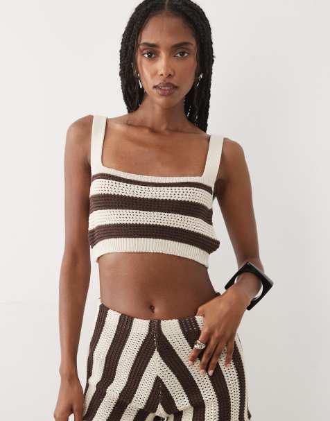 ASOS DESIGN brassière all'uncinetto coordinato a righe - view 1