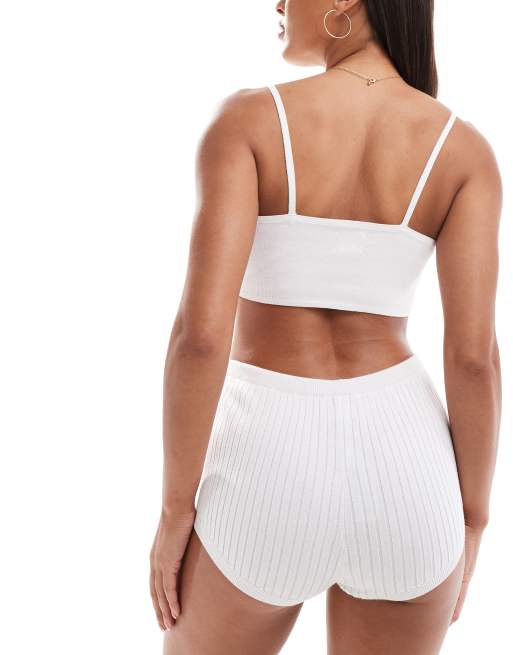 ASOS DESIGN - Brassière in maglia bianca a trecce in coordinato, 4 di 4