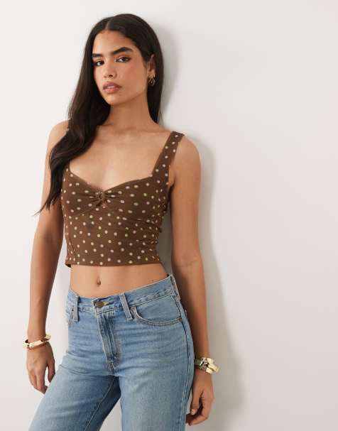 ASOS DESIGN - Brassière in rete marrone a pois in coordinato - view 1