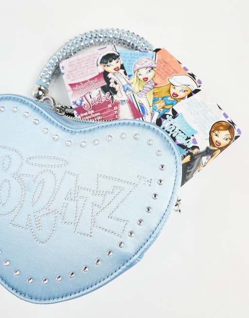 ASOS DESIGN – Bratz – Blå, hjärtformad handväska i satin med strass, 2 av 4