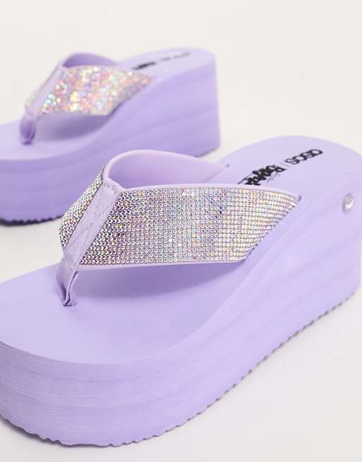 Purple wedge store flip flops