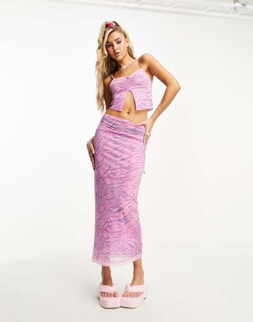 ASOS DESIGN Bratz license pencil midi skirt with lace trim in all over print - part of a set 