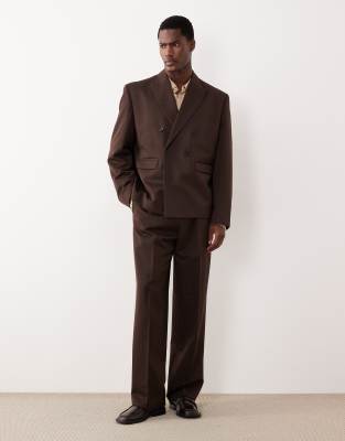 Braune Anzughose mit weitem Bein-Brown Brown 46 Short