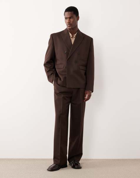 ASOS DESIGN – Braune Anzughose mit weitem Bein - view 1